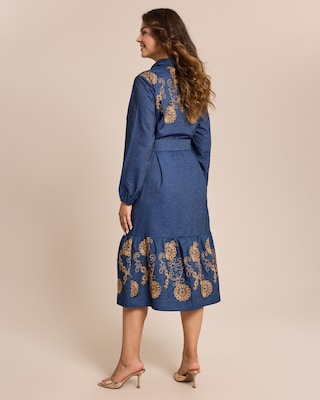 Produktabbildung 4 für Denim Kleid mit Blumenstickerei