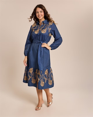 Produktabbildung 2 für Denim Kleid mit Blumenstickerei