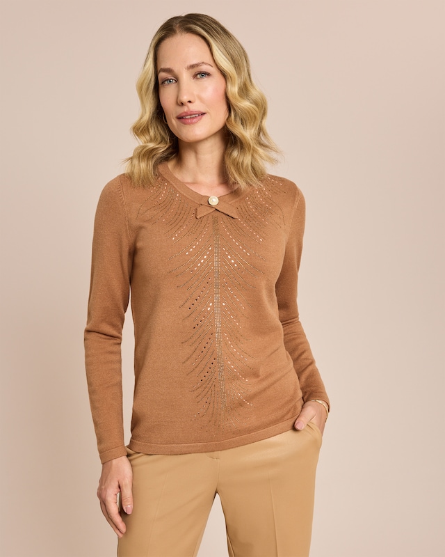 Pullover mit Strassdeko und Schleife