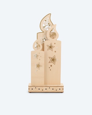 Produktabbildung 1 für LED-Holzdekoration "Glitzerkerze"