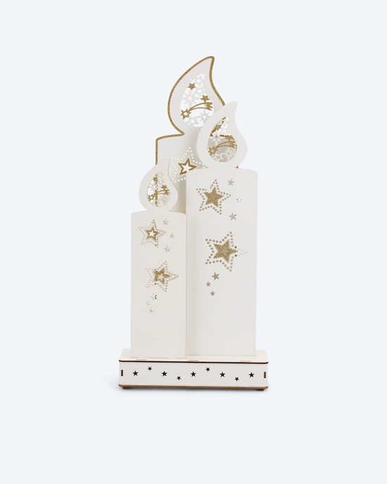 Produktabbildung für LED-Holzdekoration "Glitzerkerze"