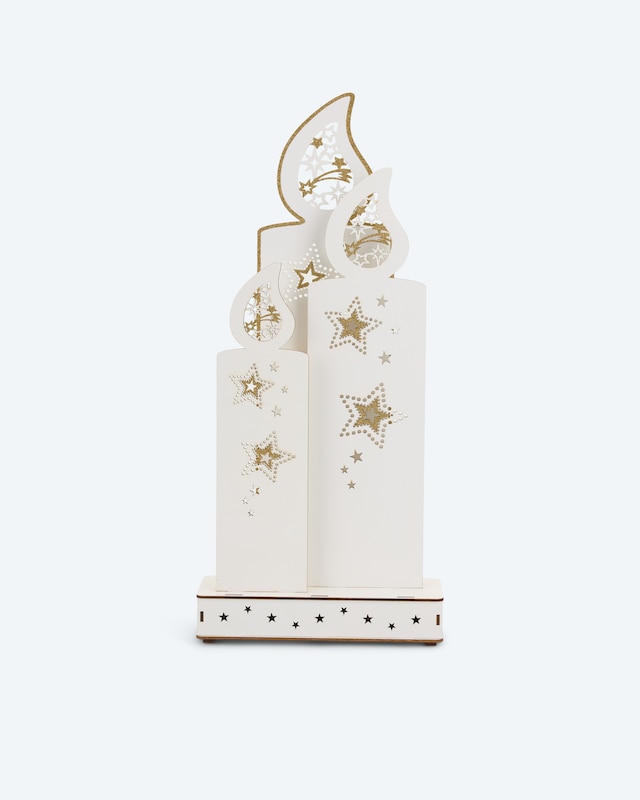 LED-Holzdekoration "Glitzerkerze"