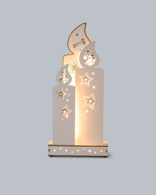 Produktabbildung 3 für LED-Holzdekoration "Glitzerkerze"