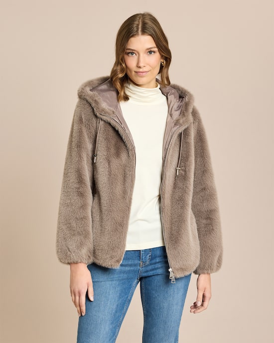 Produktabbildung für Webpelzjacke mit Kapuze