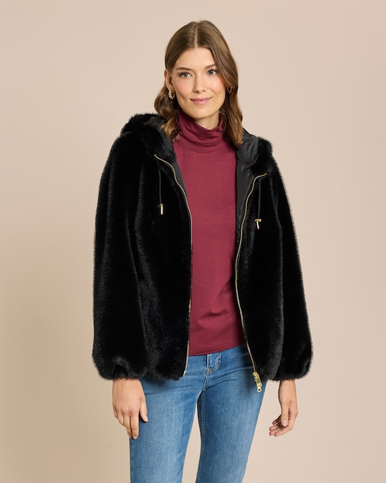 Produktabbildung für Webpelzjacke mit Kapuze