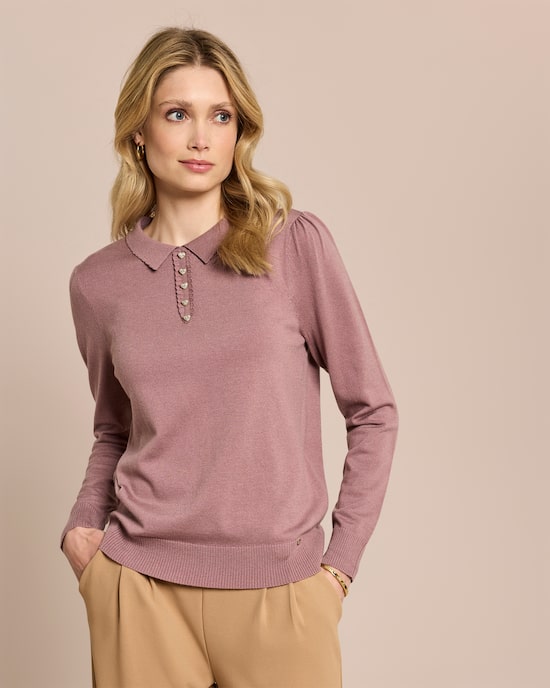 Produktabbildung für Pullover mit Kragen und Herzknöpfen