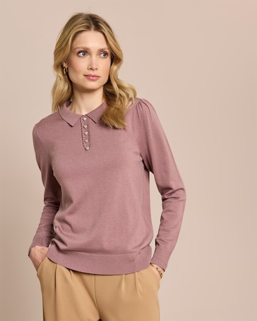 Produktabbildung für Pullover mit Kragen und Herzknöpfen