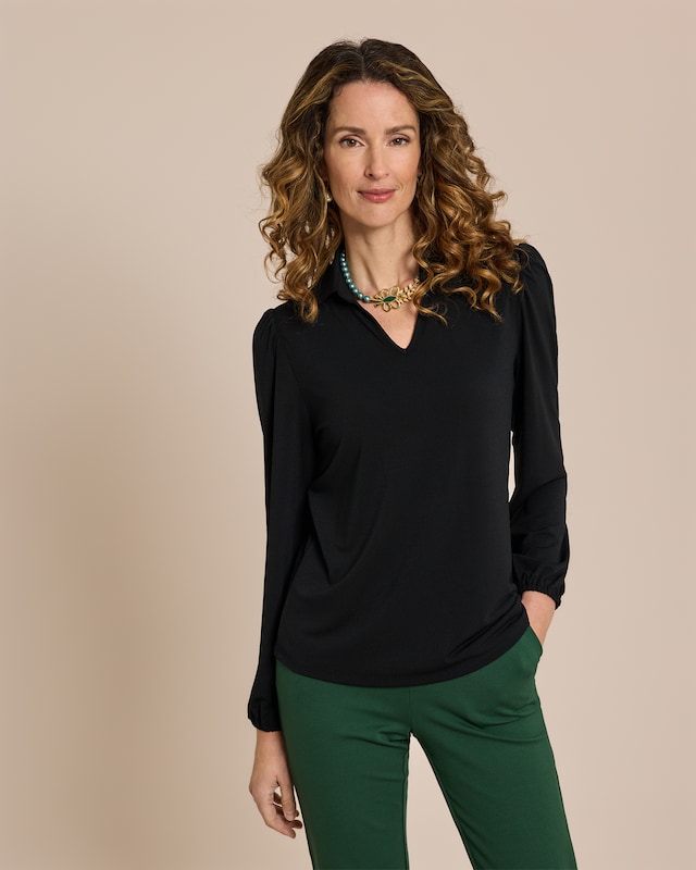 Blusenshirt Kragen und V-Ausschnitt