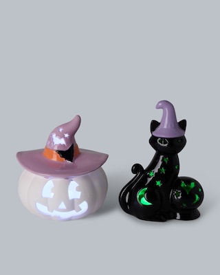 Produktabbildung 2 für LED-Halloween-Set Katze und Kürbis