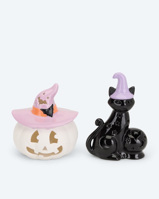 Produktabbildung für LED-Halloween-Set Katze und Kürbis