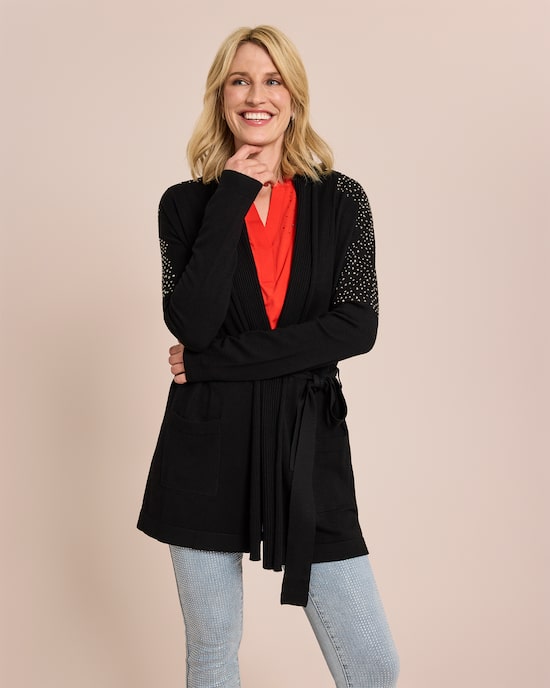 Produktabbildung für Longcardigan mit Nietenbesatz