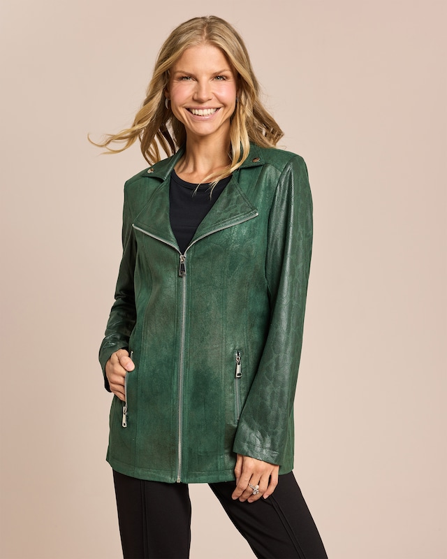 Lederimitatjacke mit Bikerelementen