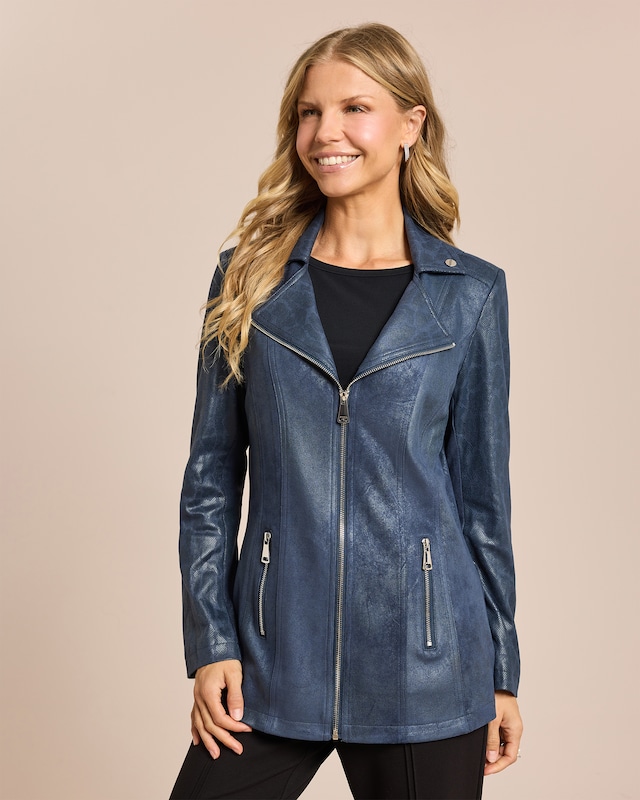 Lederimitatjacke mit Bikerelementen