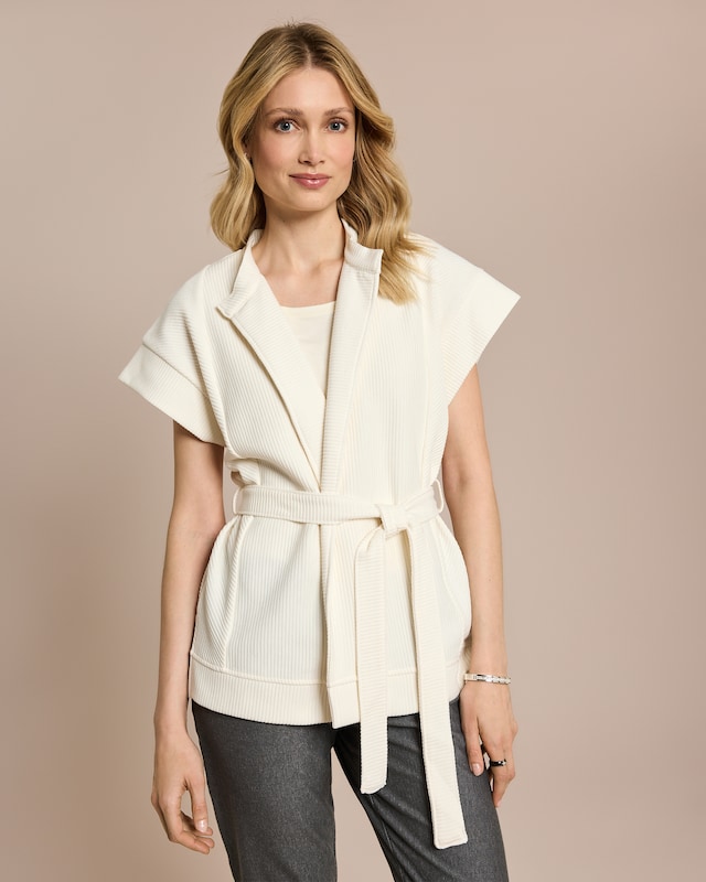 Weste in Ottoman Jersey mit Bindegürtel