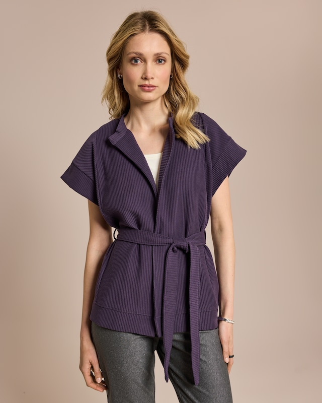 Weste in Ottoman Jersey mit Bindegürtel