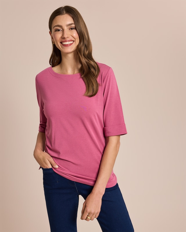 Shirt mit langem Halbarm und Umschlag