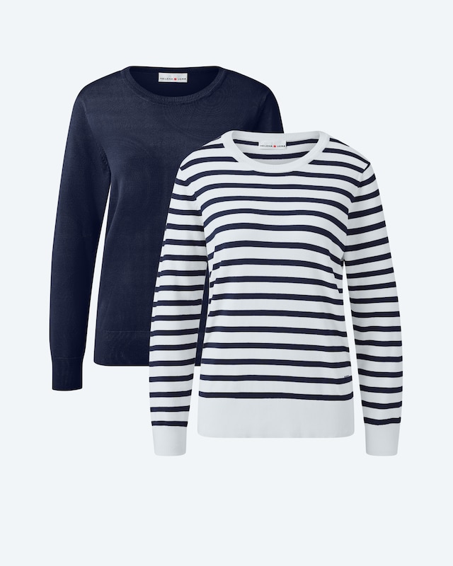 Doppelpack Pullover uni & gestreift