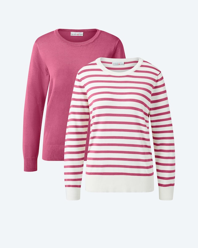 Doppelpack Pullover uni & gestreift
