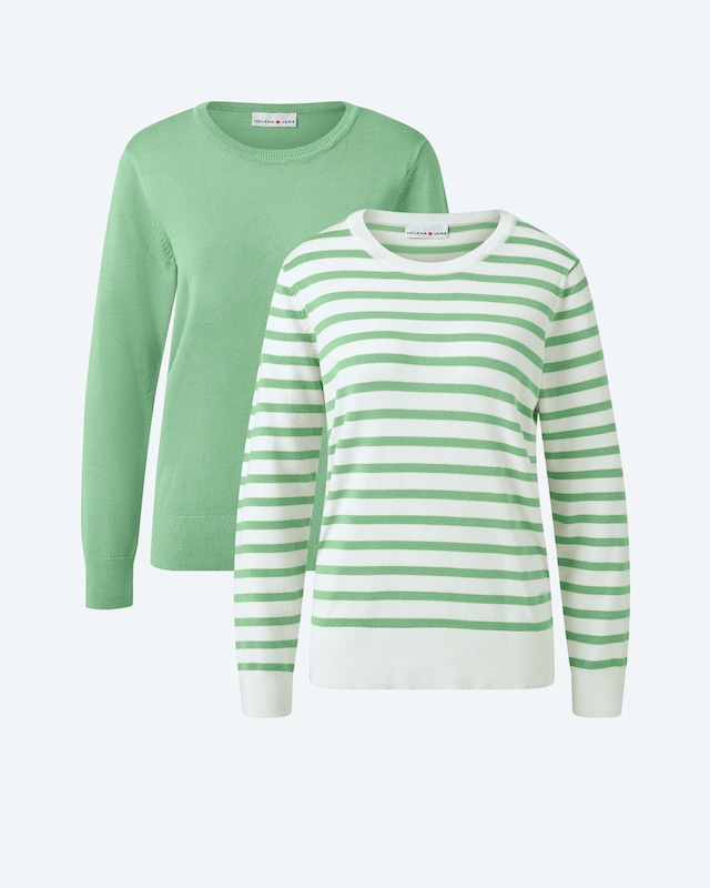 Doppelpack Pullover uni & gestreift