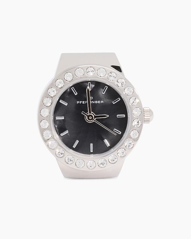 Ring-Uhr mit Kristallen