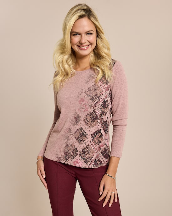 Produktabbildung für Feinstrick Shirt mit Druck & Strass