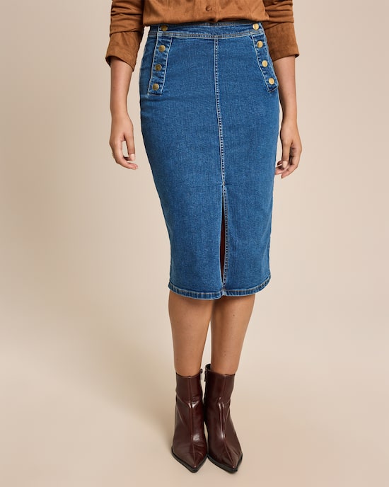 Produktabbildung für Jeansrock mit Goldknöpfen