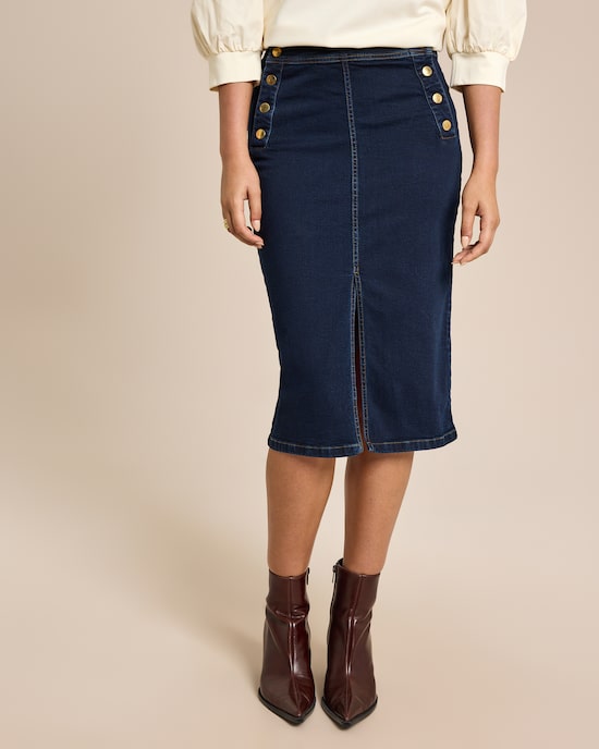 Produktabbildung für Jeansrock mit Goldknöpfen