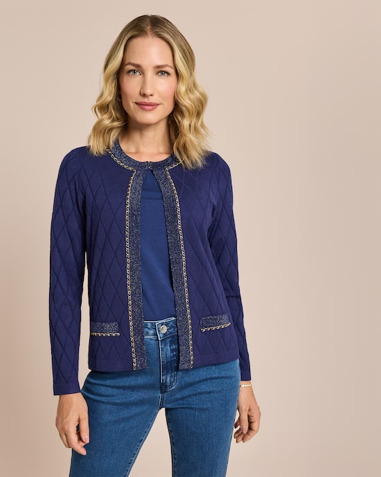 Produktabbildung für Strickjacke Rautenstrick & Kettendeko