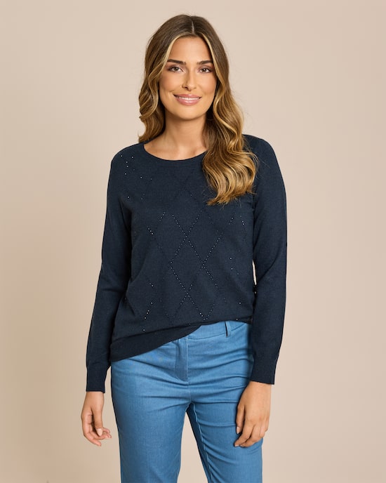 Produktabbildung für Pullover mit Karo-Design in Strass