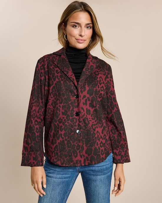 Produktabbildung für Hemdjacke aus Denim mit Leo Print