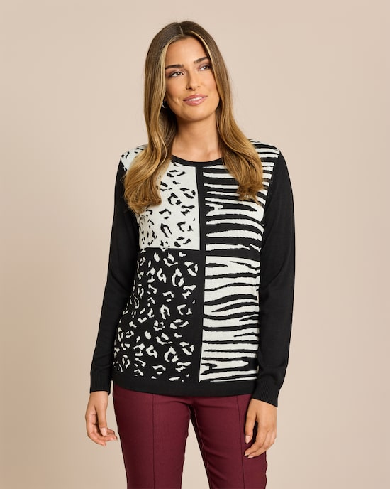 Produktabbildung für Pullover mit Jacquard Muster Animal