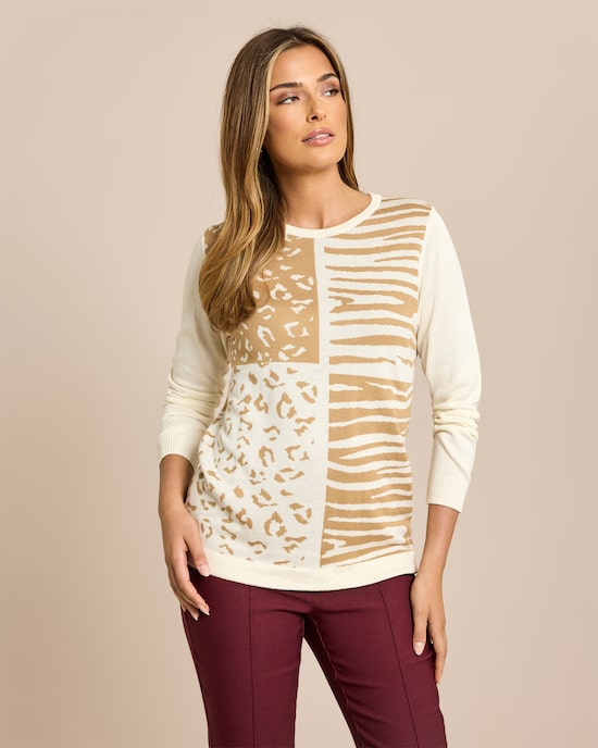 Produktabbildung für Pullover mit Jacquard Muster Animal