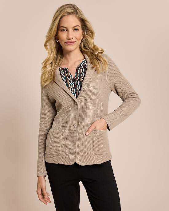 Produktabbildung für Strick-Blazer mit Wollanteil mercerisiert