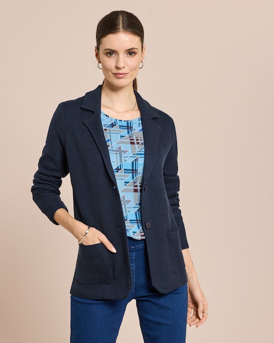 Produktabbildung für Strick-Blazer mit Wollanteil mercerisiert