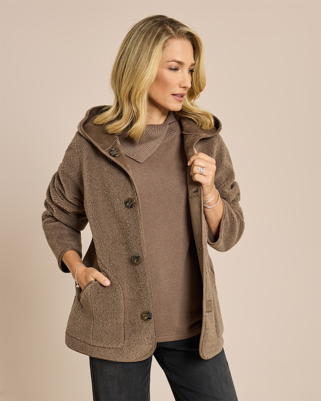 Kurzmantel zum Wenden in Shearling-Optik