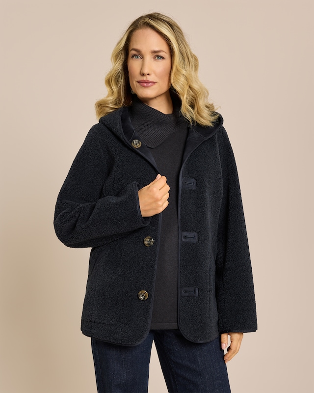 Kurzmantel zum Wenden in Shearling-Optik