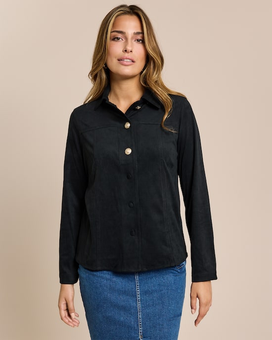 Produktabbildung für Bluse aus Veloursimitat mit Knöpfen