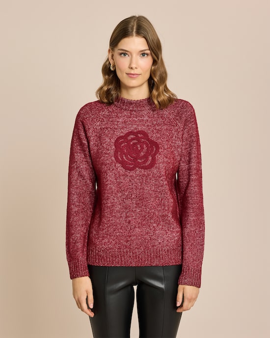 Produktabbildung für Strickpullover mit Blumenstickerei