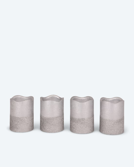 Produktabbildung für LED-Stumpenkerzen in Metallic-Glitzer, 4tlg.