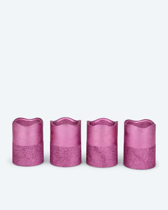 Produktabbildung für LED-Stumpenkerzen in Metallic-Glitzer, 4tlg.