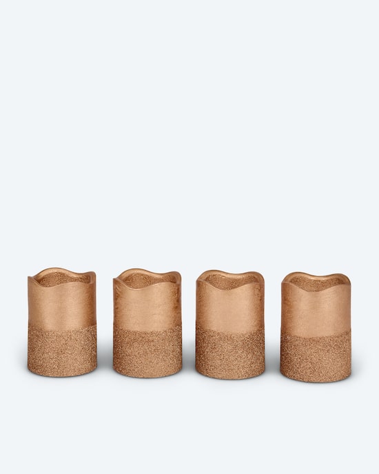 Produktabbildung für LED-Stumpenkerzen in Metallic-Glitzer, 4tlg.