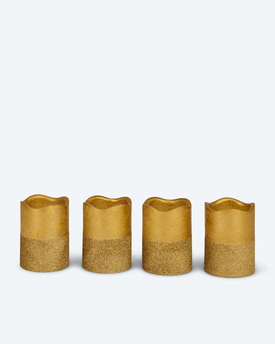 Produktabbildung für LED-Stumpenkerzen in Metallic-Glitzer, 4tlg.