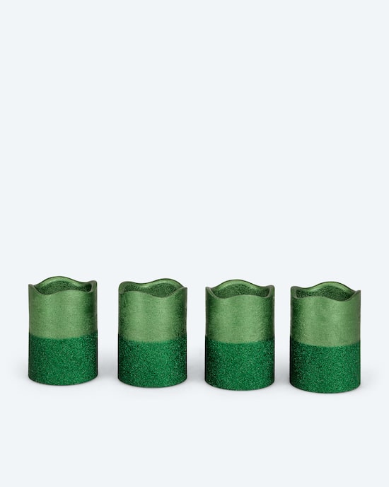 Produktabbildung für LED-Stumpenkerzen in Metallic-Glitzer, 4tlg.