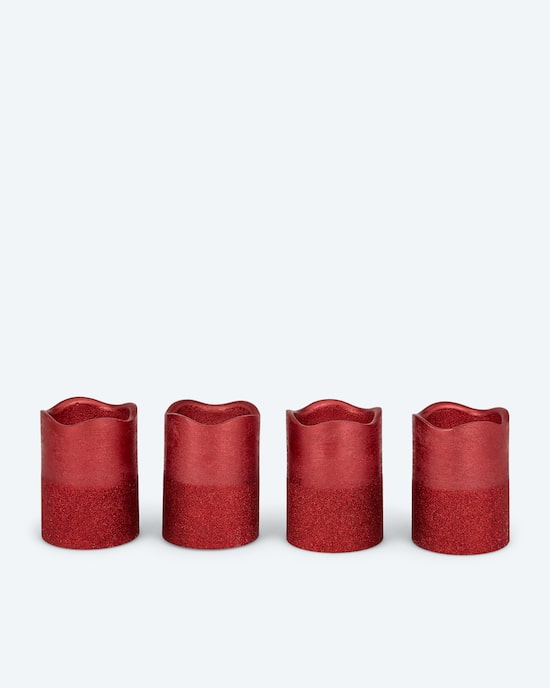 Produktabbildung für LED-Stumpenkerzen in Metallic-Glitzer, 4tlg.