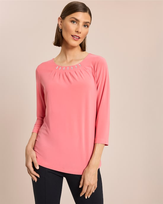 Produktabbildung für Shirt mit Strassdeko und Falten
