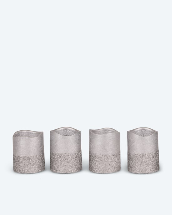 Produktabbildung für LED-Votivkerzen in Metallic-Glitzer, 4tlg.
