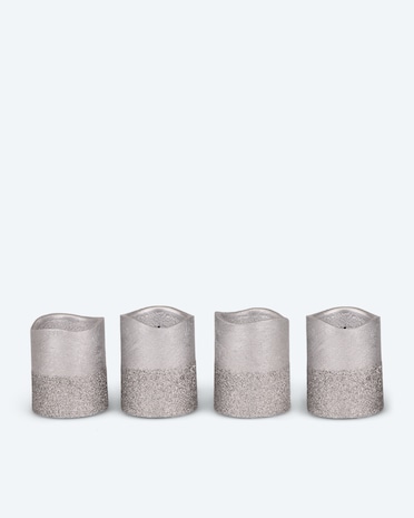 Produktabbildung für LED-Votivkerzen in Metallic-Glitzer, 4tlg.