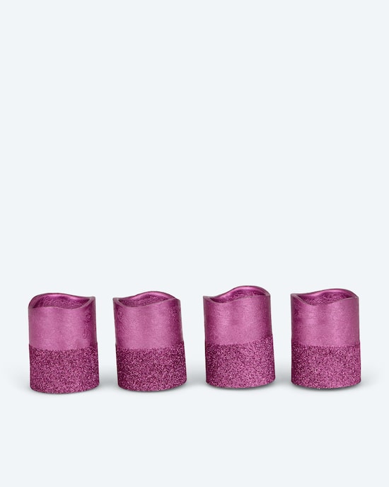 Produktabbildung für LED-Votivkerzen in Metallic-Glitzer, 4tlg.
