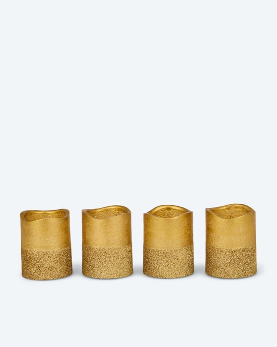 Produktabbildung für LED-Votivkerzen in Metallic-Glitzer, 4tlg.