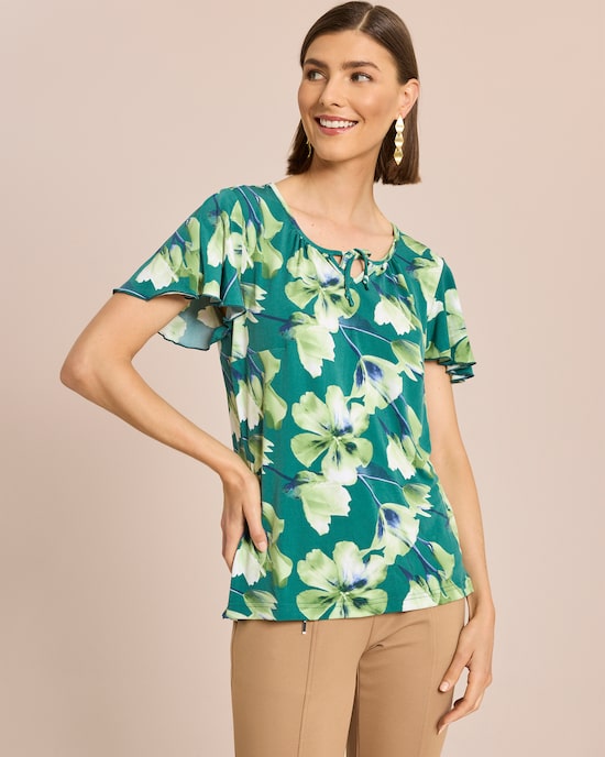 Produktabbildung für Shirt mit Flügelärmel und Blumendruck